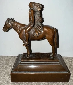 Indianer Pferd Bronze Gießerei CED Cyrus Dallin Appell an Geist - Bild 1 von 7
