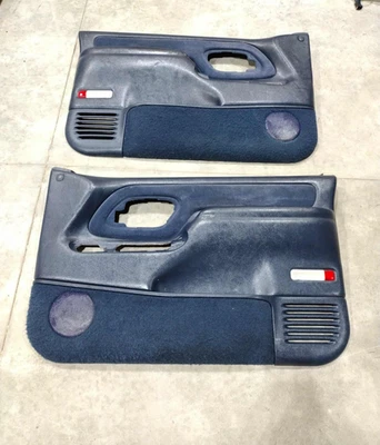 95-98 99 Chevrolet Silverado Sierra LH RH Set Pair Power Door Panel BLUE OEM - Image 1 of 4