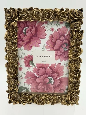Laura Ashley Ornate Gold Rose Picture Frame 5x7 Baroque Rococo Hollywood Regency - Image 1 of 4