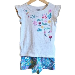 Carter's passendes Outfit Kurzarm Shorts Rüschen Blumen Kleinkind Mädchen 3T - Bild 1 von 8