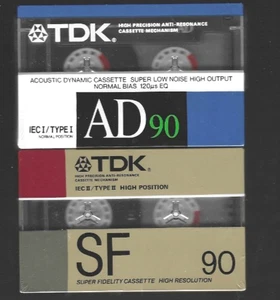 1 x TDK AD 90 & 1 x TDK SF 90 Minute Cassette Tape NEW and Sealed Condition - Bild 1 von 2