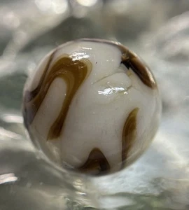 Vintage Alley Agate Pennsboro WV Swirl Marble .66” Mint Tan & Brown HTF Beauty - Picture 1 of 11