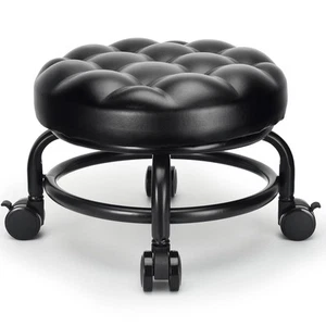 Low Height Rolling Stool Roller Stool PU Leather Comfortable Seat 360°Swivel ... - Picture 1 of 8