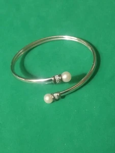 Vintage Alwand Vahan Sterling, 14k, Dia. & Pearl Bracelet. 6 1/2" - Picture 1 of 4