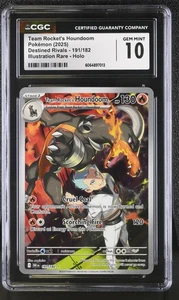 CGC 10 Team Rocket's Houndoom 191/182 Illustration Rare Pokemon Destined Rivals - Picture 1 of 3