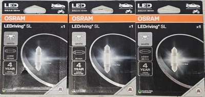 3x OSRAM LEDriving SL LED C5W (36+41mm) 6000K Interior Car Bulbs Vw Golf MK5-6-7 - Image 1 of 2