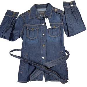 Sanctuary Jeansjacke Damen M blau Gürtel Utility Jeanshemd Neu mit Etikett - Bild 1 von 9