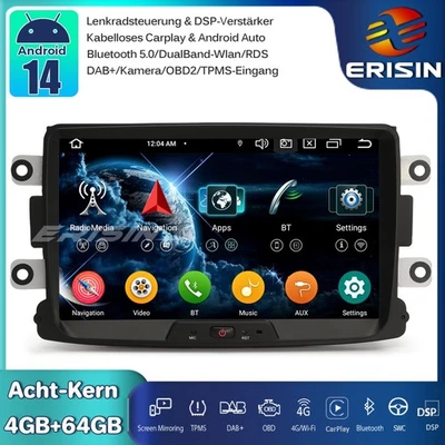 64GB Android 14 Autoradio GPS CarPlay BT Renault Dacia Duster Logan Dokker Lodgy - Bild 1 von 4