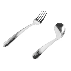 Elbow Spoon Baby Adaptive Cutlery for Elderly Utensils Angled Fork - Picture 1 of 12