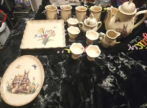 Easter Traditions Cracker Barrel Ceramic Bunny Tea Set, Egg Cups, Mugs, Etc. - Picture 1 of 7