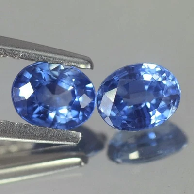 0.98CT RAVISHING AA PAIR OVAL HEATED ONLY THAILAND BLUE SAPPHIRE NATURAL - Image 1 of 3
