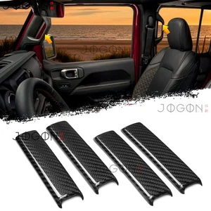 Cubierta de agarre de manija de puerta superior interior de carbono real para Jeep JT Gladiator Rubicon 20+ - Imagen 1 de 14