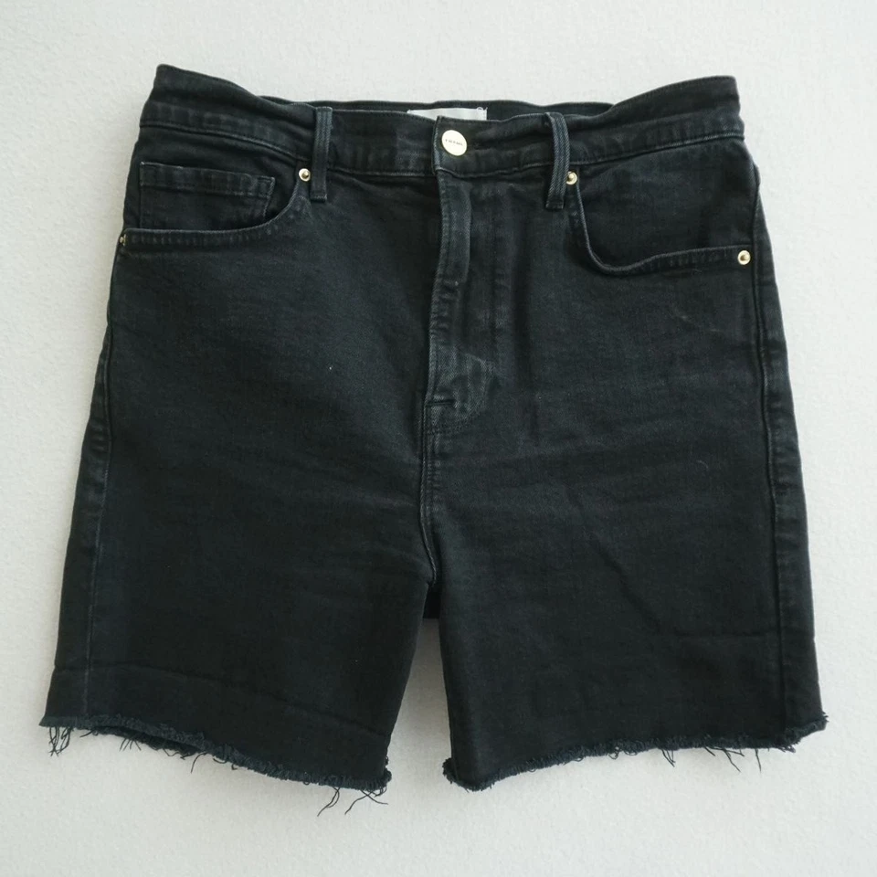 Pantalones cortos de mezclilla negros FRAME Le Vintage Bermudas para mujer talla 28 dobladillo crudo Foto 1 de 4