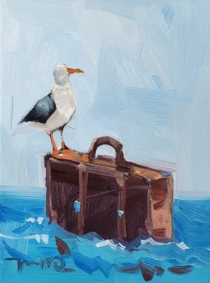 Impresión de Bellas Artes José Trujillo 16x20" Artista Coleccionable Gaviota Mar Pintura Foto 1 de 4