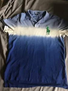Polo Ralph Lauren Poloshirt Herren L Baumwolle Ombre Blau Batik Big Pony - Bild 1 von 3