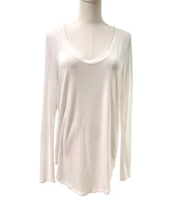 Athleta Cloudlight White Scoop Neck Top Long Sleeve Medium Lightweight - Picture 1 of 7