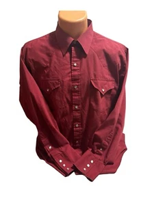 Vintage Sheplers Hemd Herren 16,5 34 Rot Western Perlen Druckknopf Langarm Rodeo - Bild 1 von 13