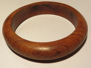 VTG 50-60's Mid Century Teak Wood Bangle Bracelet - Picture 1 of 2