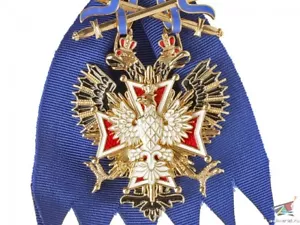 Order of the White Eagle with swords gold plated Badge on sash Russia WWI replic - Picture 1 of 12