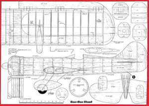 Model Airplane Plans (UC): Extended GEE BEE 56" Stunt for .35 Engine - Picture 1 of 1