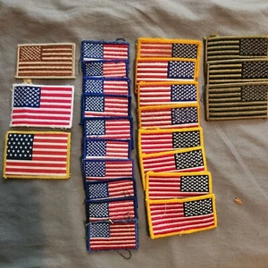 AMERICAN FLAG PATCHES Lot of 24 Mixed Sizes, Mixed Designs See Description - Picture 1 of 1