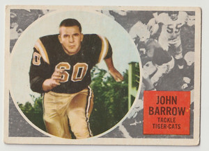 1960 Topps CFL John Barrow Card #31 Hamilton Tiger-Cats Florida