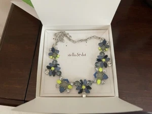 Stella & Dot Elodie Mixed Stone Statement Necklace- Blue Green Crystals - Picture 1 of 3