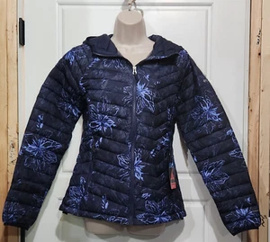 NWT Columbia Powder Lite Hooded Jacket Nocturnal Aurelian Print $190 - Picture 1 of 4