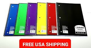 Spiral Notebooks Lot Of 6 Wide Ruled 70 Sheets One Subject 10.5" X 7.5"