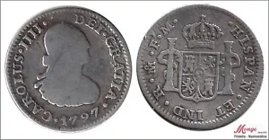 Spain Carlos IV 1/2 Real 1799 FM Mexico Ag MBC 1291 - Picture 1 of 1