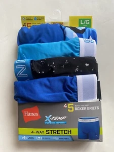 Hanes Boy’s L Large 14-16 Boxer Briefs 5pk X-Temp Underware Blue New - Picture 1 of 5