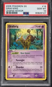 PSA 10 Gem Mint Girafarig EX Legend Maker 16/92 Rare Pop 9 Pokemon Card - Picture 1 of 2