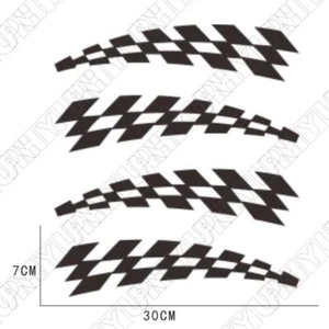 4pcs Black Side Strips Car Stickers Racing Strip Wheel Eyebrow Stickers 30 x 7cm - Picture 1 of 6