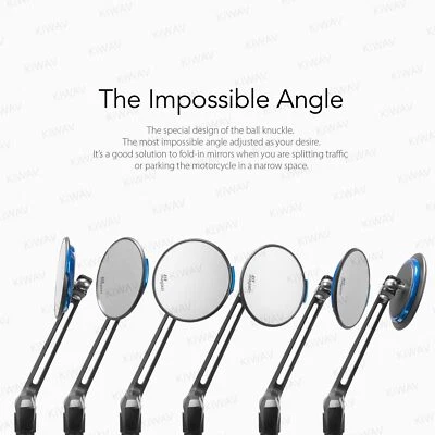 KiWAV Azul Espejos Redondos AURA Delgados Clips Ajustables Barra 7/8" para Can-Am Polaris Foto 1 de 4