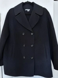 VINCE Double Breasted Navy Blue Wool Coat, Ladies Large, $495 - Picture 1 of 9