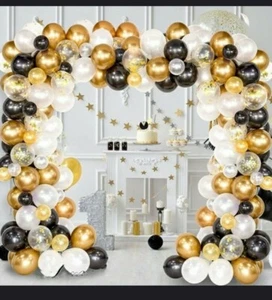 Black and Gold Balloon Garland Arch Kit 118 Pcs Gold and Black White Balloons... - Picture 1 of 5