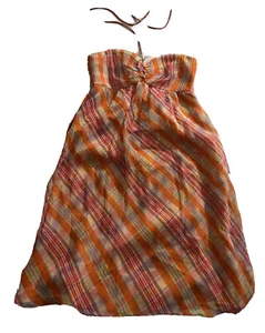 Shoshanna Dress Size 2 Plaid Neck Tied Silk Lined Length 31” Zip Button #ST6 - Picture 1 of 5
