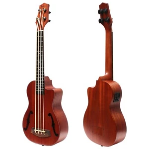 Bass Ukulele UBass Baritone 30'' Mahogany F-Holes EQ Gig Bag Upgraded Tuner - Picture 1 of 8