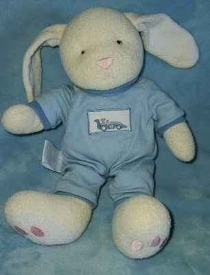 Babycottons Plush Bunny Rabbit Rattle Blue Race Car Soft Stuffed Baby Toy  - Image 1 of 4