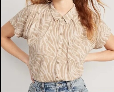 Top para mujer Old Navy estampado de cebra talla grande manga dolman boho informal elegante Foto 1 de 4