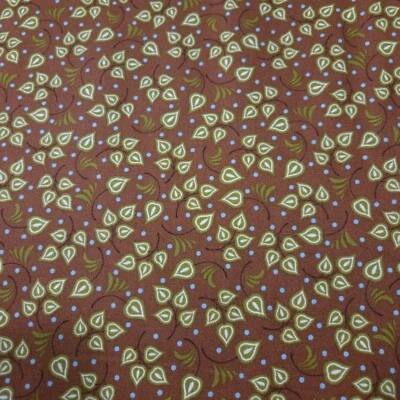 Dominique BTY Denise 城市绗缝宝藏绿叶蓝色圆点棕色 — 第 1/3 张图片