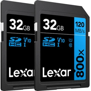 Lexar 32GB High-Performance 800x UHS-I SDHC Memory Card BLUE Series - (2-Pack) - Picture 1 of 7
