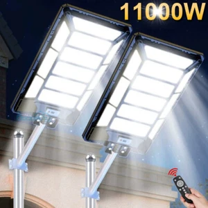 11000W Commercial Solar Street Lights Dusk to Dawn Super Bright Outdoor Lighting - Picture 1 of 146