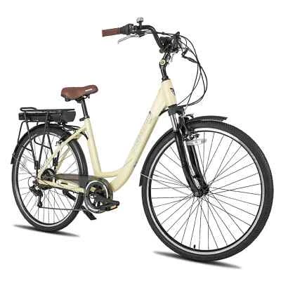 BICICLETA ELÉCTRICA 28" HILAND HAWKIN 36V UNISEX HÍBRIDA AMARILLO CRUCERO MOTOR 250W Foto 1 de 4