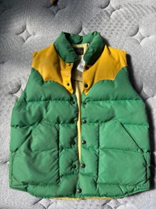 RRL RALPH LAUREN DOWN VEST MEN COLOR MULTICOLOR MATERIAL LEATHER SIZE M USED - Picture 1 of 5