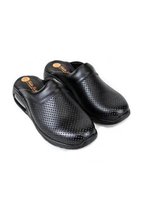 Terlik Sabo Air ST504 Leder Herren Clogs Pantoletten Hausschuhe Hufschuhe, schwarz-WH - Bild 1 von 4