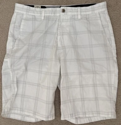 Pantalones cortos chinos a cuadros blancos Volcom para hombre talla: 34 Foto 1 de 4