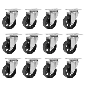 12Pcs Heavy Duty Cast Iron Top Plate Bearing Caster 3" Wheels Swivel Casters - Picture 1 of 12