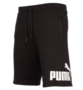 PUMA Shorts Mens Cotton Fleece Cat Logo 10 Inch Gym Black White 2XL Tall