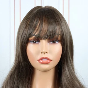 Full Wig – Realistic Loose Wave Medium-Length Curly Hair Women's Ash Brown Long - Picture 1 of 9